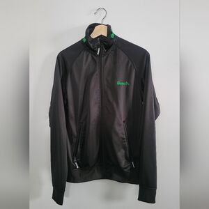 BENCH Boys Zip-up Jacket Black With Green Accent Size US M